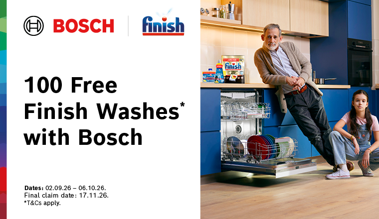 Claim 100 free Finish washes with selected Bosch dishwashers - mobile